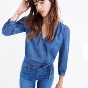 NWT Madewell denim wrap top
